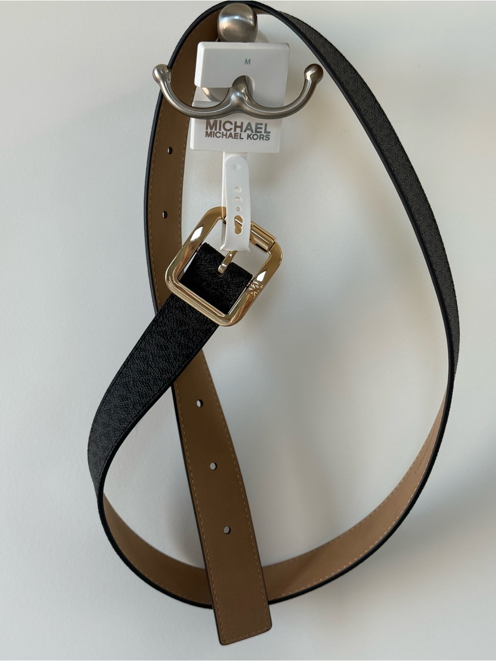 Michael Kors Black Logo-Print Belt with Gold Buckle 🖤NWT🖤